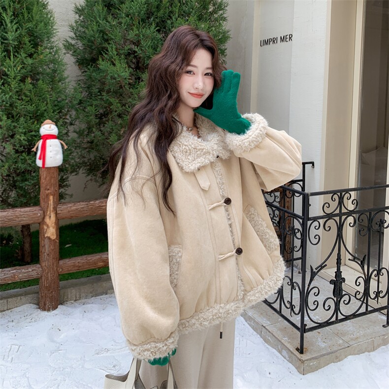 25新品冬季韩版简约皮毛一体6532-215-299,女装短外套,2C317