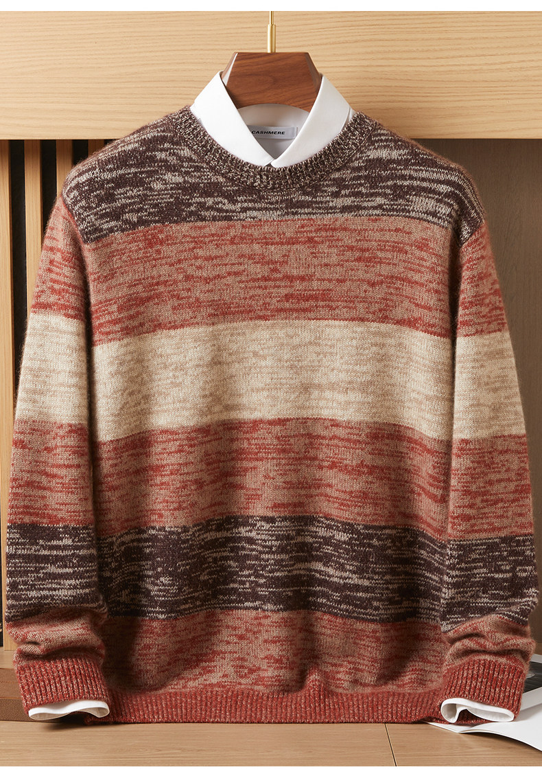 秋季新款针织套头上衣舒适休闲百搭，男装羊绒套衫，戎美山