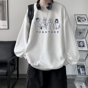 华夫格卫衣圆领卫衣男大码长袖t恤男外套 HW76191-P30加绒款-P40图片