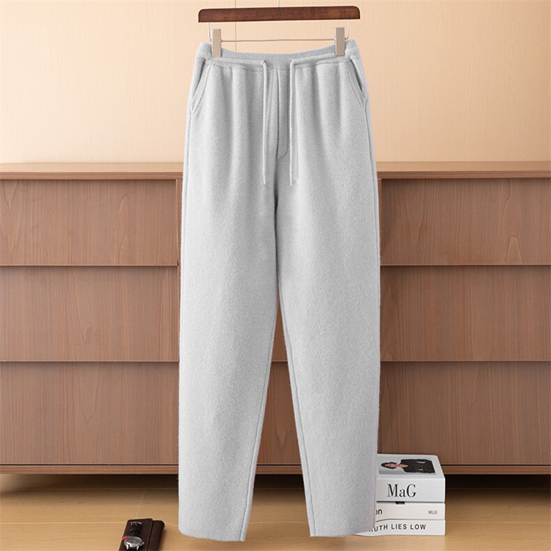 2025秋冬长裤时尚百搭通勤系绳，男装休闲裤，伊雪娇羊绒