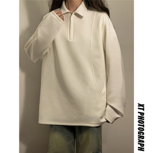 2026年春季新款美式polo衫卫衣女中性宽松翻领长袖T恤TX221-P30图片
