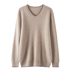 V领长袖羊绒男装毛衣纯色百搭厚圆领羊绒衫，男装羊绒套衫，绒誉暖羊绒