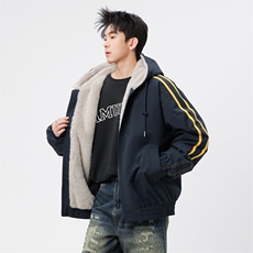 自家图有视频加绒毛领棉衣冬季新款座山雕连帽派克棉服M2556p88，男装棉衣，电商D315