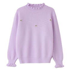 套头打底外穿毛织宽松毛衣带花朵，女装针织衫/毛衣，乐吉娜