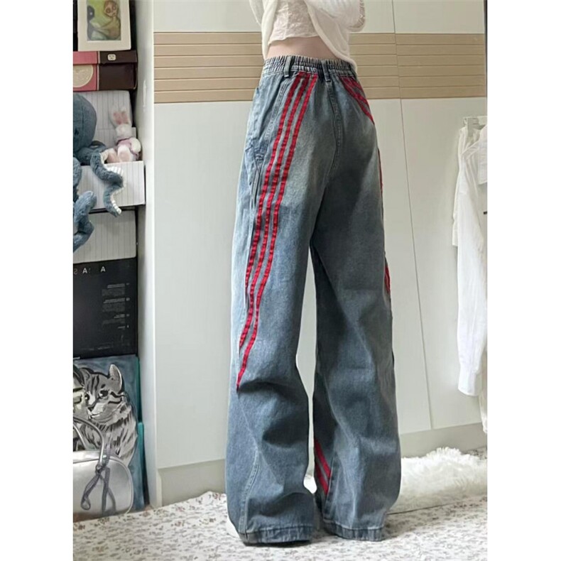 【有货】三条杠条纹牛仔裤男女款美式vibe风裤子G8512WW-特P55,男装牛仔裤,星座1007（原301D）