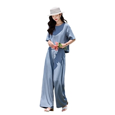 现货套装女2026年夏季新款时尚气质天丝牛仔轻薄阔腿裤两件套，女装套装/套裙，关键词
