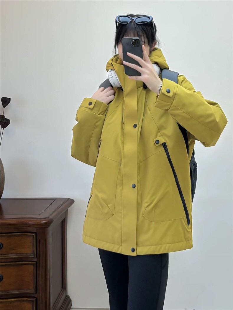 2025年秋季加厚户外羽绒冲锋衣男女同款中长款立领长袖，女装羽绒服，禾雯电商供货