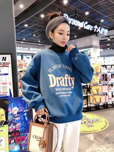 拼接款加绒卫衣，女装卫衣/绒衫，一杭