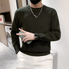 新款秋冬季毛衣男针织衫男宽松圆领潮流黑色拼接保暖青年S526，男装针织衫/毛衣，星座1116A-2（原606A-1）