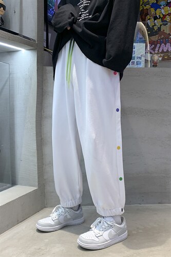 休闲裤男秋韩版排扣阔腿裤港风潮牌宽松束脚裤A125-DK911-P50,男装休闲裤,电商A125