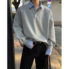 现货JY144-P46假两件衬衫领卫衣男春季韩系穿搭polo外套网图，男装夹克，星座1501-3