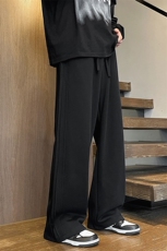 休闲裤男2024春季新款港风宽松重磅华棉阔腿裤学生卫裤K8072-P38，男装休闲裤，星座214-3