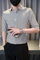 夏季男士七分袖条纹衬衫男休闲修身休闲衬衣A236-C665-P55，男装衬衫，电商A236