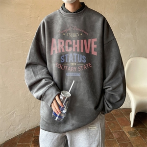 早秋！2025秋冬新款男士麂皮绒圆领卫衣百搭印花长袖WYJP109特P35图片
