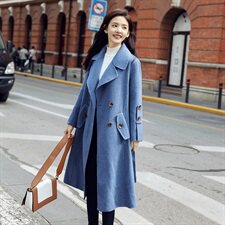 中长款2020年冬季长袖毛呢外套时尚修身纯色气质优雅，女装毛呢外套，辉之琳