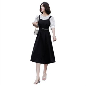 带腰带#精品做工,小蛮腰2021年夏季甜美清新两件套气质优雅显瘦简约时尚图片