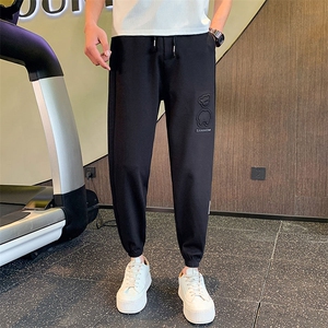 白色2023春夏装男士九分裤青年束脚运动卫裤休闲裤潮K137-P65控98图片