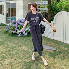 新款现货主推高级灰字母印花针织套装9850-P125-K178，女装套装/套裙，2C129