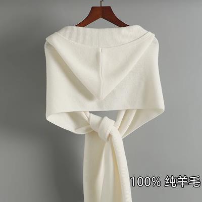 时尚女士秋冬羊毛抽条戴帽披肩保暖舒适百搭显瘦,饰品披肩,洁纯羊绒