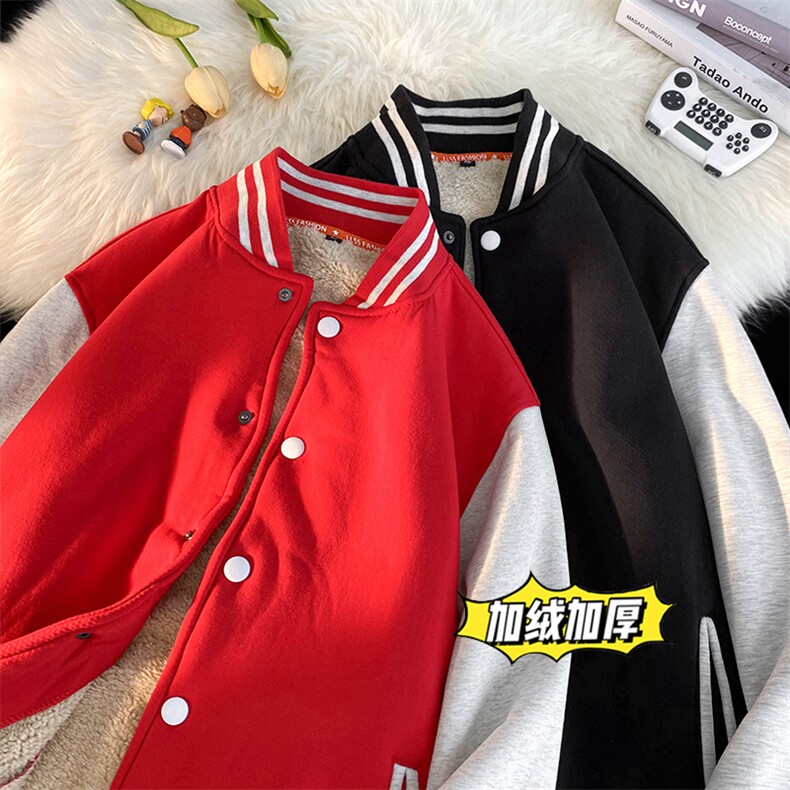 4冬季新款加绒加厚大码宽松棒球服羊羔绒外套男XZ102A-4-300-P65,女装短外套,星座211-2