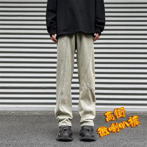 美式重磅微喇牛仔裤男款潮流百搭复古水洗牛仔裤子 K790-特批45图片