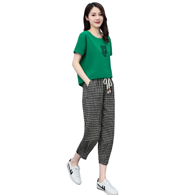 [现货]时尚休闲运动套装女2024年夏季新款气质显瘦两件套薄款,女装套装/套裙,妃曼