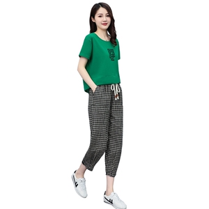 [现货]时尚休闲运动套装女2024年夏季新款气质显瘦两件套薄款图片