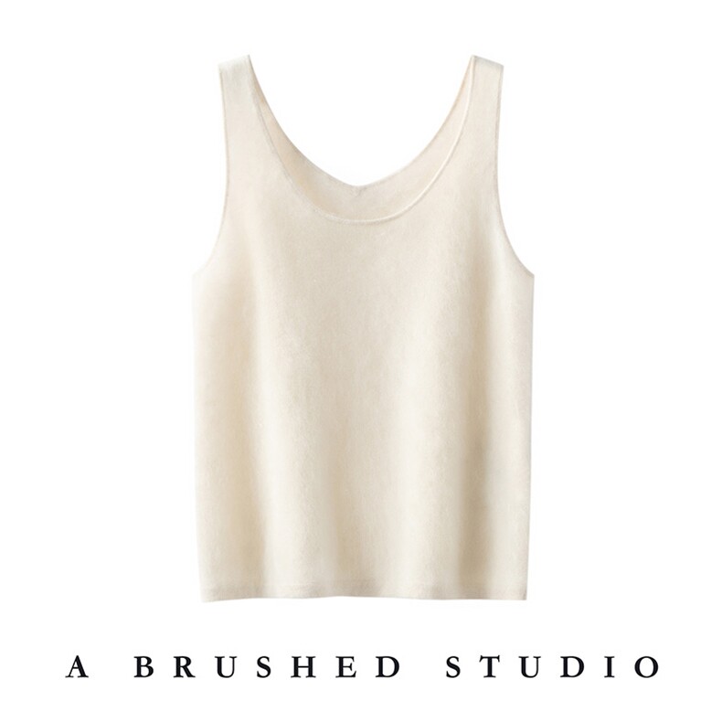 2025年秋季新款前圆领后V领针织女士吊带上衣时尚休闲通勤百搭，女装背心吊带，万品羊绒