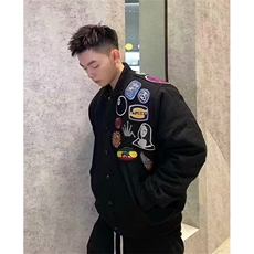 徽章刺绣棒球服外套男女学生春秋百搭潮牌黑色立领夹克KA4130，男装夹克，星座1116A（原606A-3）