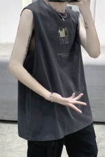 老人与熊印花无袖T恤夏季宽松潮牌港风休闲运动背心DFY517TP18，男装T恤，电商A102-1
