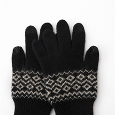 2025年秋季新款百搭女士拼色提花加厚保暖分指手套，手套，窄众羊绒