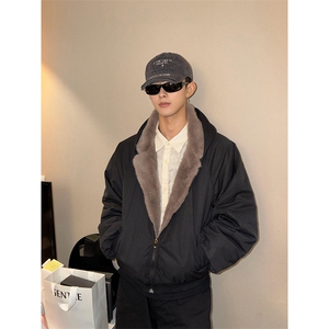 两面穿现货重磅短款座山雕棉衣男女双面穿毛毛绒棉服加厚外套图片