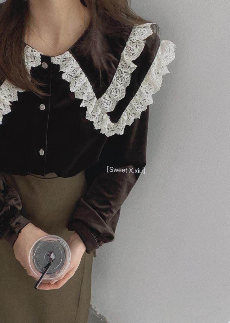 21987。双领金丝绒衬衣，其它，新袖