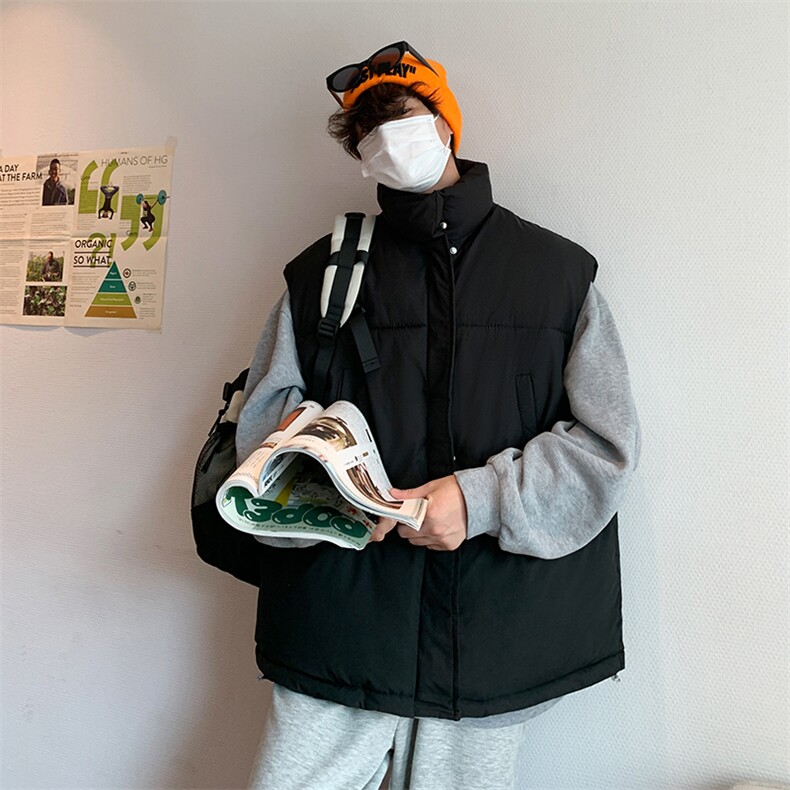 冬季加厚棉马甲男士休闲棉背心立领潮流青年纯色A266-WMJ8633-P45，男装背心/马甲，电商A266