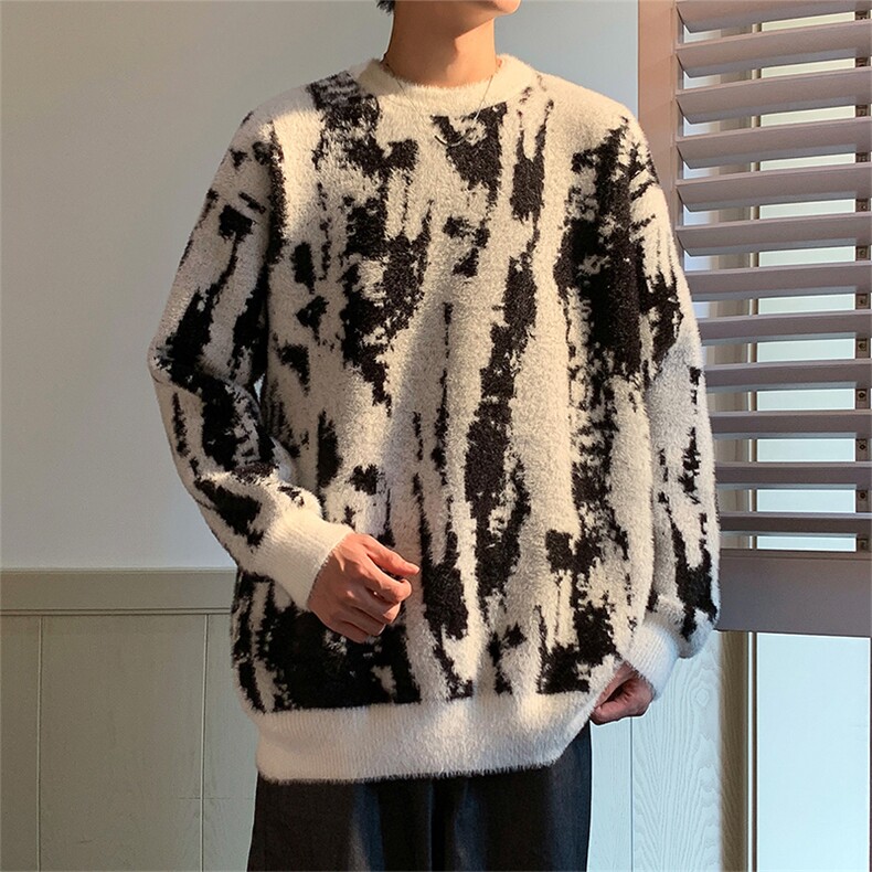 311B-1-CM-3960-P65控89港风貂毛水貂绒风提花大码针织毛衣,男装针织衫/毛衣,星座311B-1