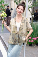 新中式国风欧根纱外套女2024夏季新款复古刺绣防晒衣改良汉服上衣，女装短外套，艾尚靓装