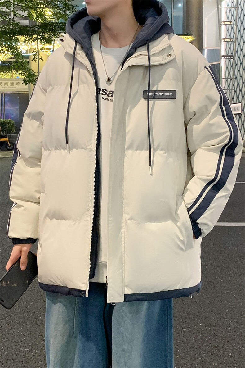 棉服男冬季新款港风宽松假两件连帽棉衣MF8587-特P78,男装棉衣,星座214-3