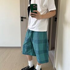 夏季宽松休闲居家格子五分裤薄款-DK89-网络图，男装牛仔裤，星座1002-2