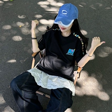 解构设计万针全刺绣工艺280克重磅高品质美式高街短袖T恤特33，男装T恤，电商A486