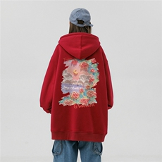 中性风新款秋季时尚百搭宽松印花连帽情侣卫衣W2011P40控58，男装卫衣，A247A