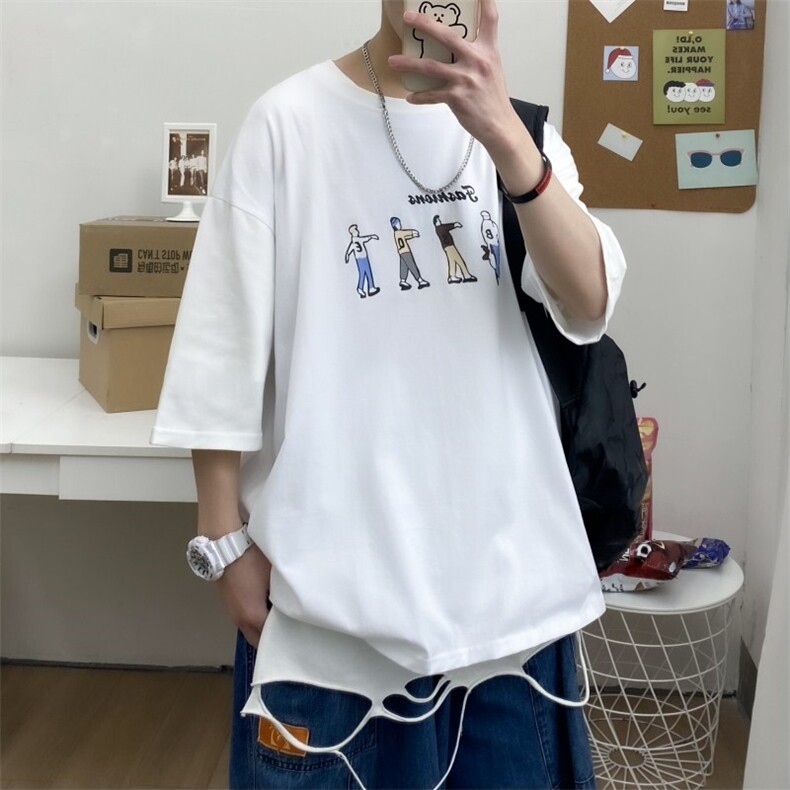 0夏季港风短袖t恤男印花打底衫男A210-A8315-P25控38,男装T恤,星座210-3