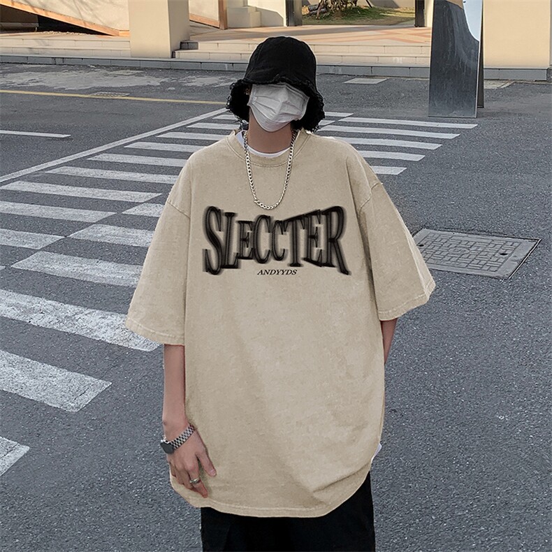 乌梅紫水洗做旧短袖t恤男士夏季美式复古欧美潮牌hiphop重磅体恤图片