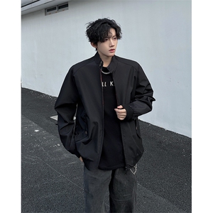 8XL-M美式复古棒球服外套男特大码潮牌双拉链立领夹克衫JK005P85