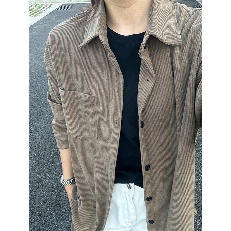 320G厚实灯芯绒衬衫男秋冬款休闲宽松复古长袖衬衣CS027-P35,男装衬衫,星座301C-5