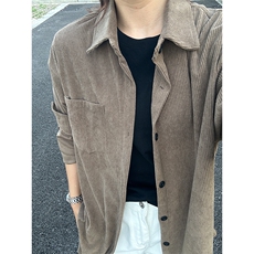 320G厚实灯芯绒衬衫男秋冬款休闲宽松复古长袖衬衣CS027-P35，男装衬衫，星座301C-5