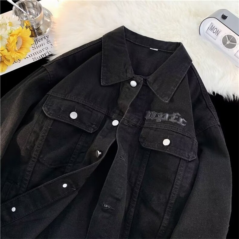 美式高街牛仔衣男韩版潮流痞帅气2023秋冬季ins宽松外套W5002-P60，男装大码男装，星座412-3