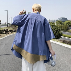 S1266-P40日系复古假两件设计感衬衫，男装衬衫，星座1501-1