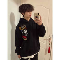 街刺绣个性春秋冬宽松连帽卫衣男女情侣WY3302，男装卫衣，星座208-5