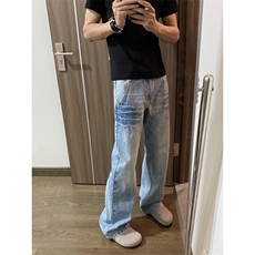 藏青色cleanfit底特律夹克外套男款春秋季美式复古短款潮牌棒球服，男装牛仔裤，星座1007（原301D）