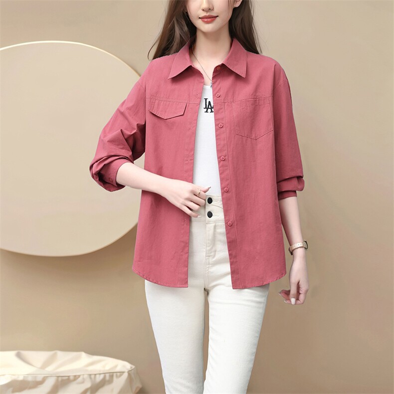 纯棉长袖衬衫女2024年春秋新款大码休闲中年妈妈洋气减龄时尚衬衣，女装衬衫，曼沙奕珂